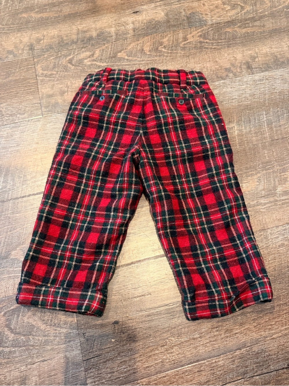 Janie and Jack Red Plaid Wool Pants Toddler 18-24 Months Holiday Tartan Lined - Picture 5 of 5